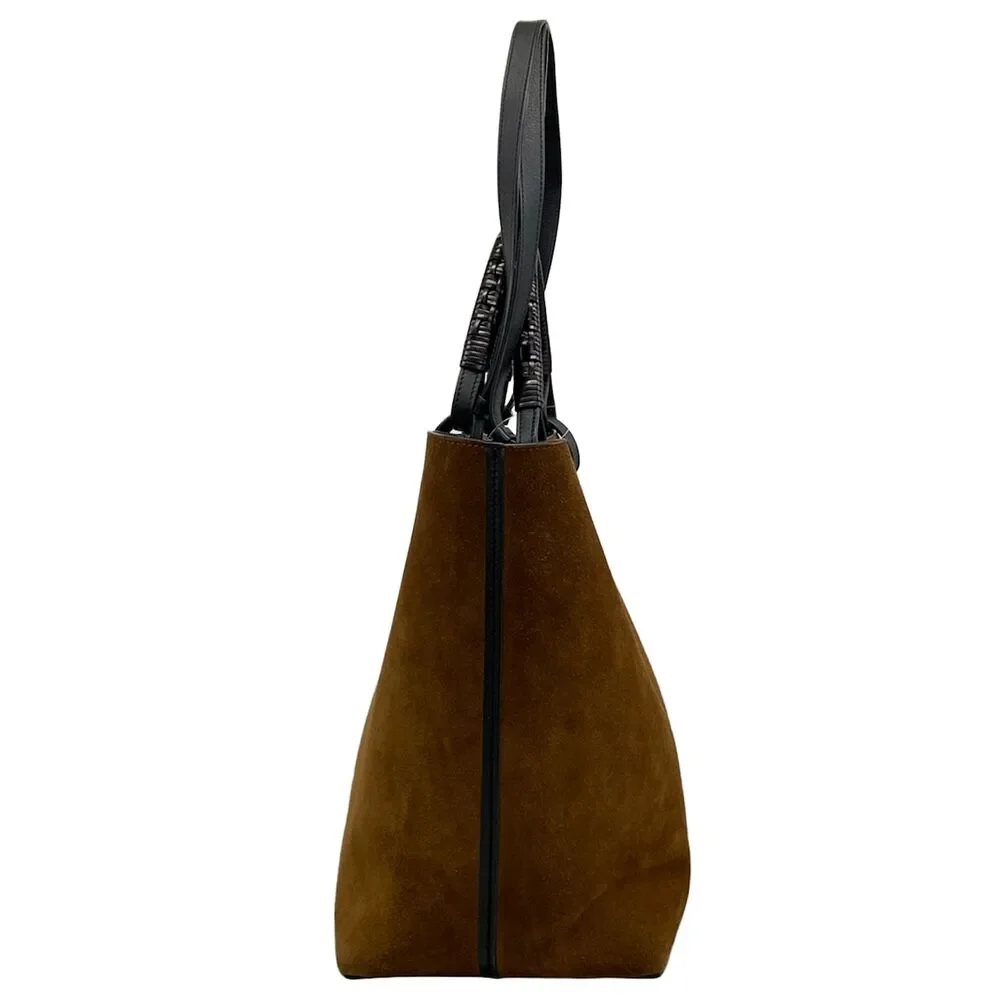 Loewe Anagram Tote Bag Tote Bag Brown Black Suede Leather